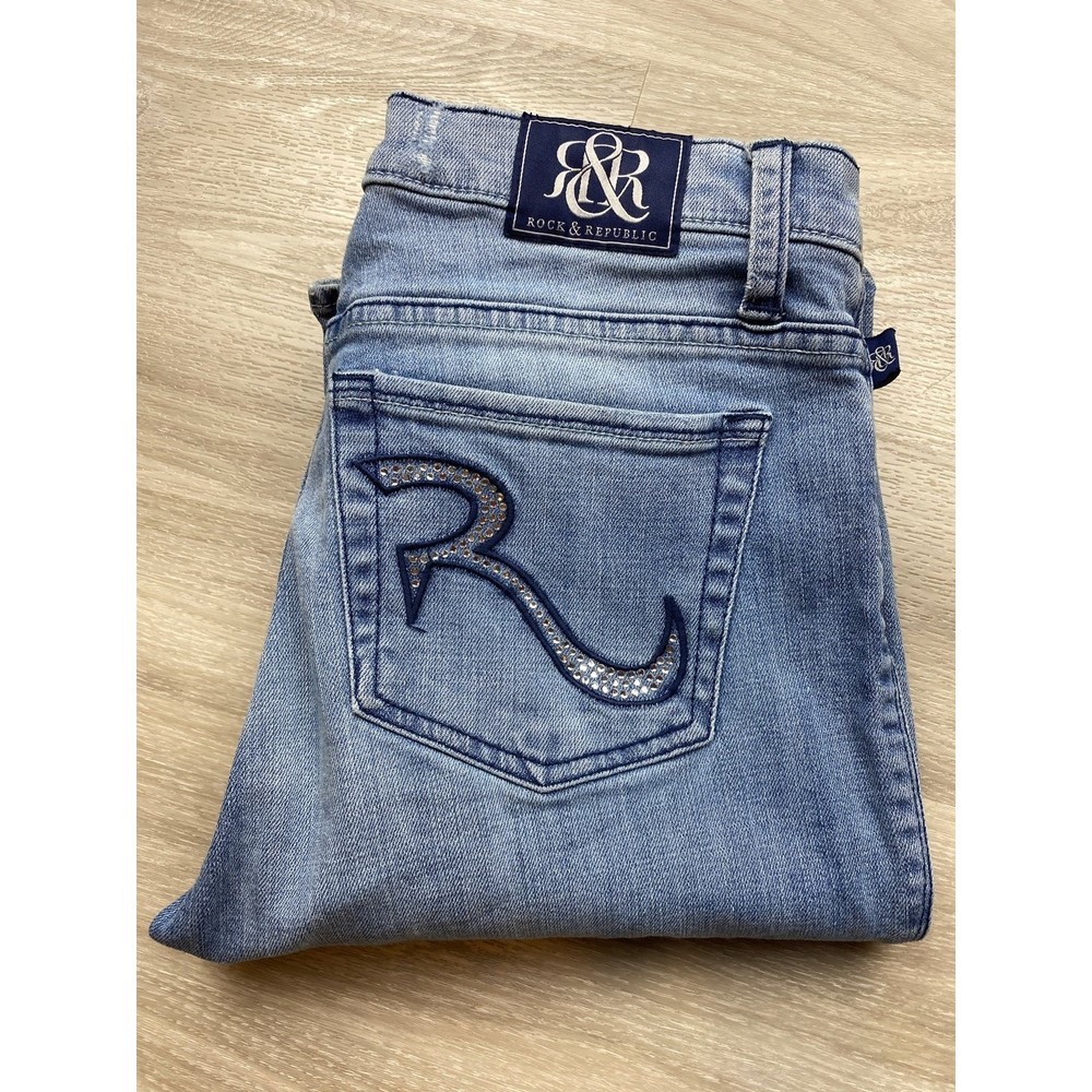 Rock & Republic Light Wash Bootcut Jeans with Embellished Pocket